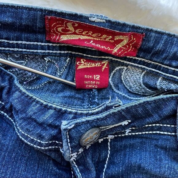 Seven7 Straight Leg Flap Pockets Denim Jeans - Girls 12 - Picture 6 of 9